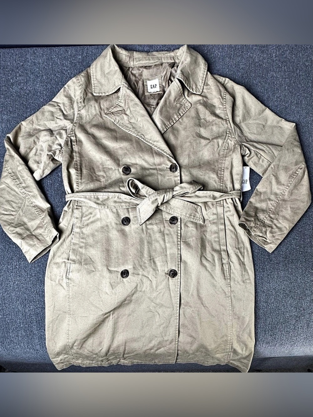 GAP Women’s XL Tan Khaki Double Breasted Belted Trench Coat NWT
